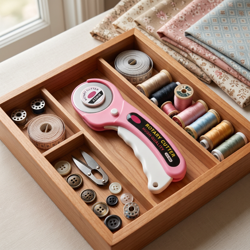Cutter rose dans une boite de couture