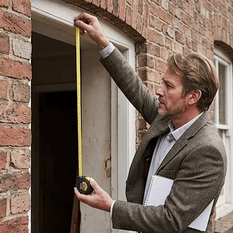 Mètre ruban utilisé pour mesurer plusieurs surfaces
