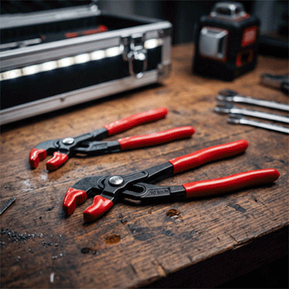 Pince  multiprise en acier de taille différente noir et rouge