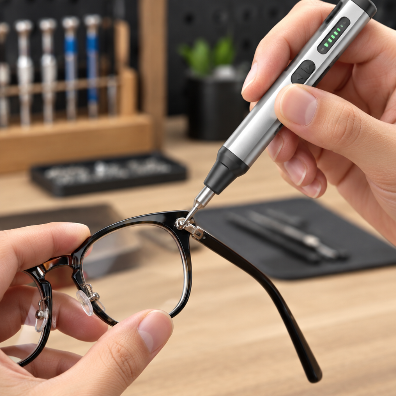 Tournevis électrique ajustant des lunettes