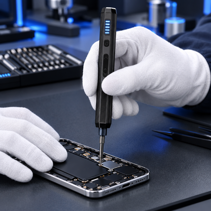 Tournevis électrique réparant un cellulaire