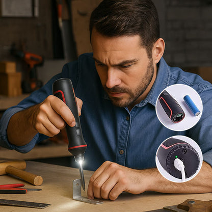 monsieur avec tournevis électrique fixe pièce étagère