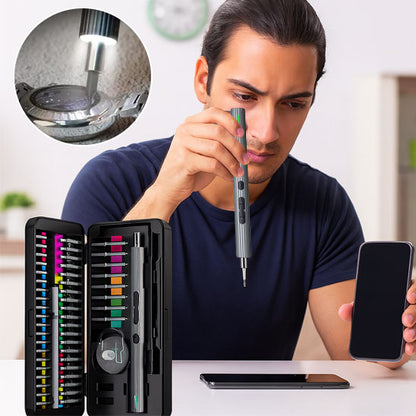 monsieur avec tournevis electique plus deux smartphone