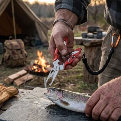 Pince multifonction retirant un appât d'un poisson pêché