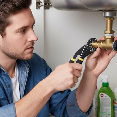pince multiprise utilisé par un plombier sous un évier