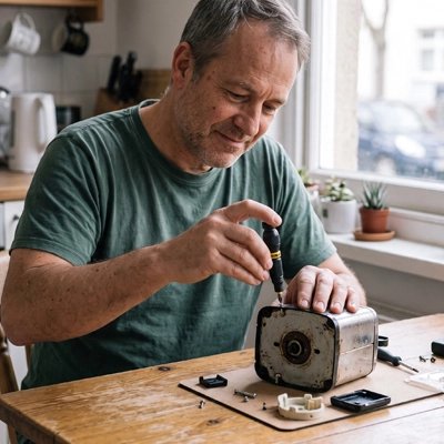 Tournevis avec un monsieur dans un atelier