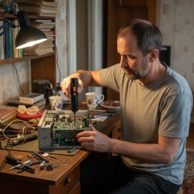 Tournevis electrique avec un homme dans un atelier 