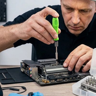 Tournevis réparant un appareil électrique